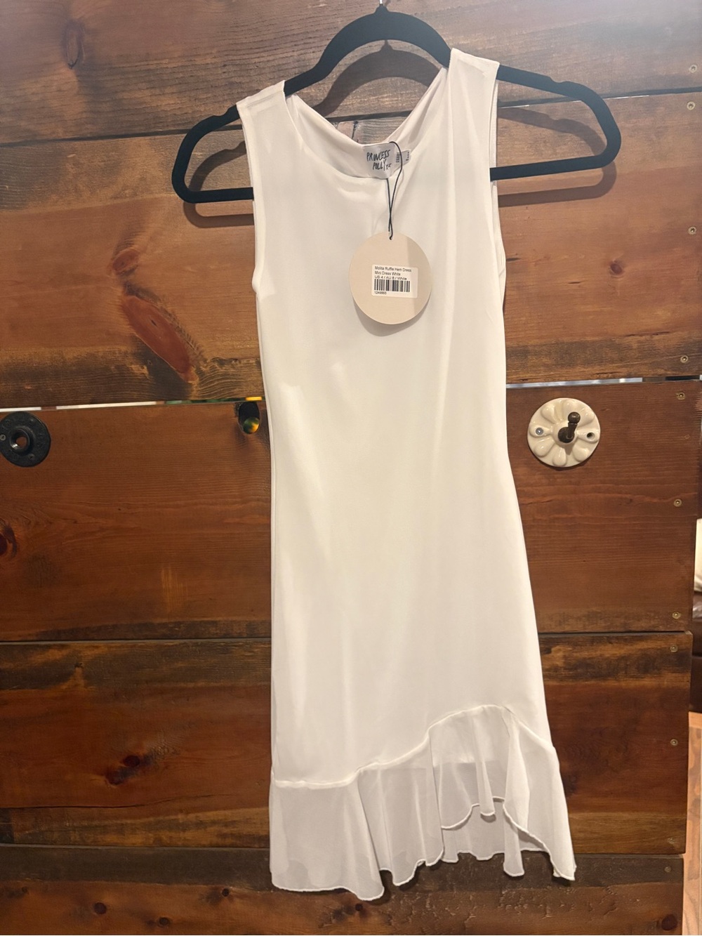 Princess Polly White Asymmetrical Ruffle-Hem Dress